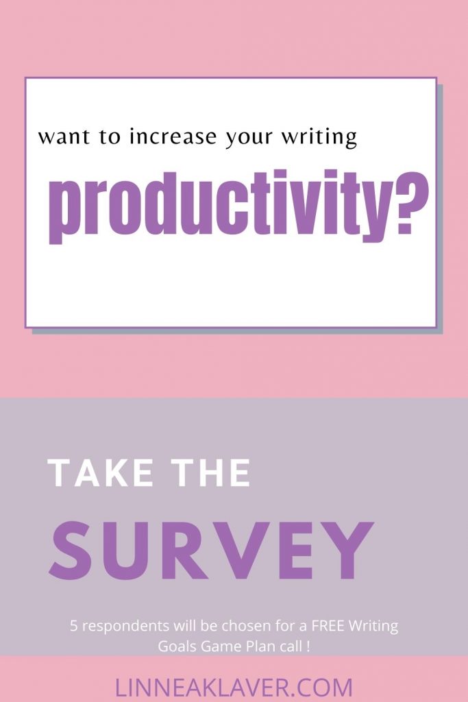 A image inviting people to take the survey to increase their writing productivity