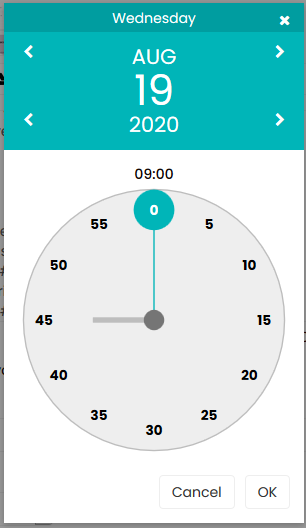 Analogue clock showing the minutes