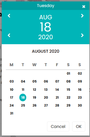 Screencap of the calendar. It shows August 18, 2020