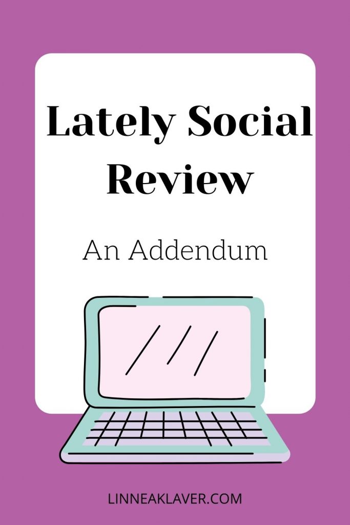 Pinterest graphic for my review of lately social