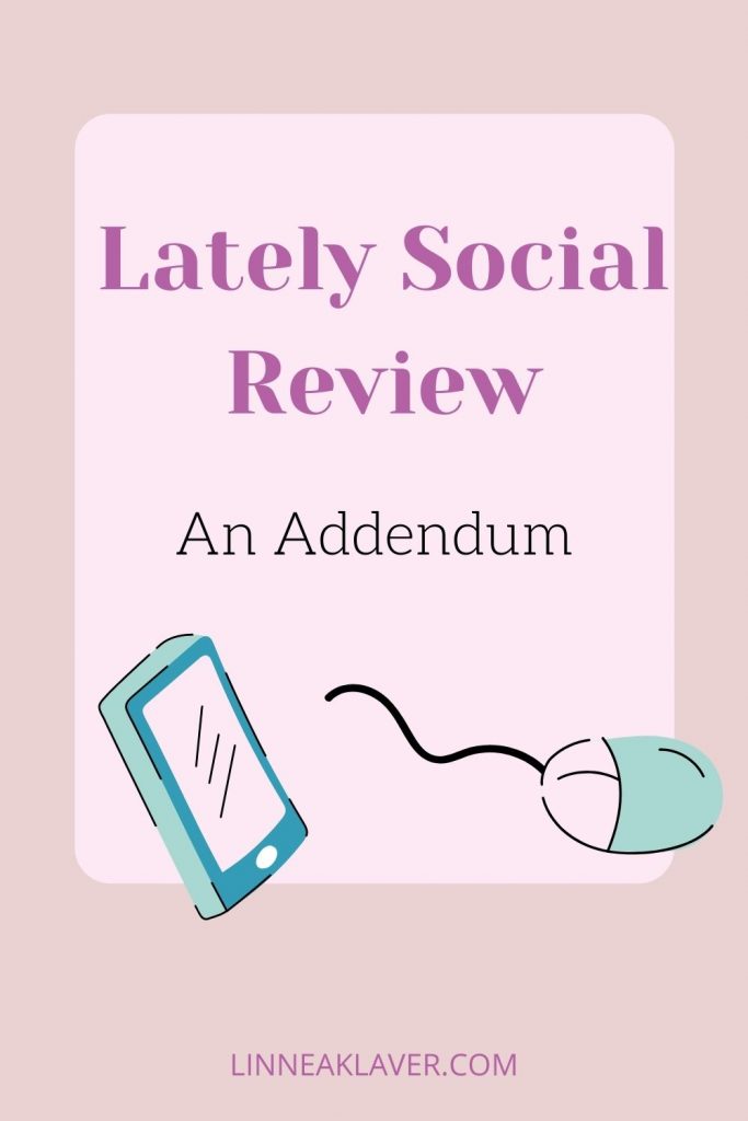 Pinterest graphic for my review of lately social