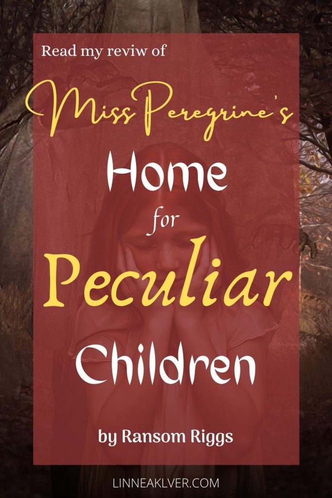 Pin for Miss Peregrine's Home for Peculiar children with a red overlay over a girl