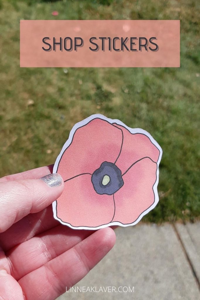 Adorable poppy die-cut sticker pack