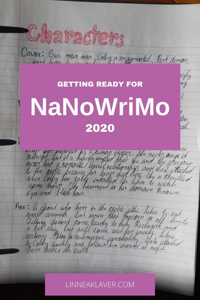 A look at the characters in my NaNoWriMo 2020 project