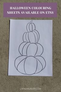 stacked pumpkin colouring page featured in the opening of my etsy shop