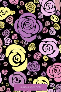 Stylized Roses on Black Background