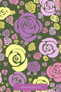 Stylized Roses on Green Background