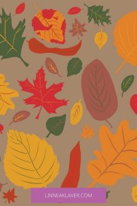 Autumn Leaves on Brown Background